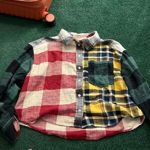 American Eagle plaid ripped flannel